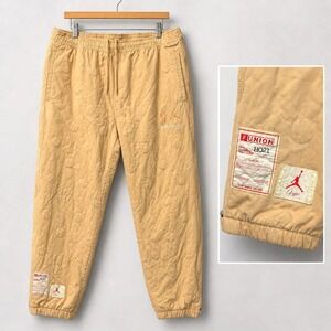 Jordan X Union Quilted Sweatpants Pants Mens Large Tan Padded Relaxed Streetwear